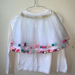 7/8 girls spring Easter top & fun colored pouf ball tulle skirt
